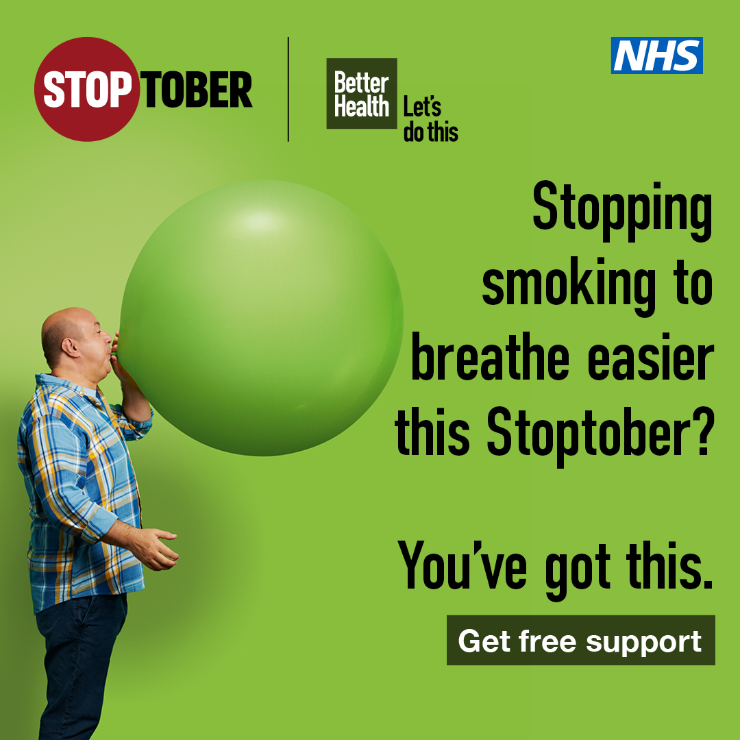 Stopping smoking to breathe easier
this Stoptober? You've got this.
Get free support